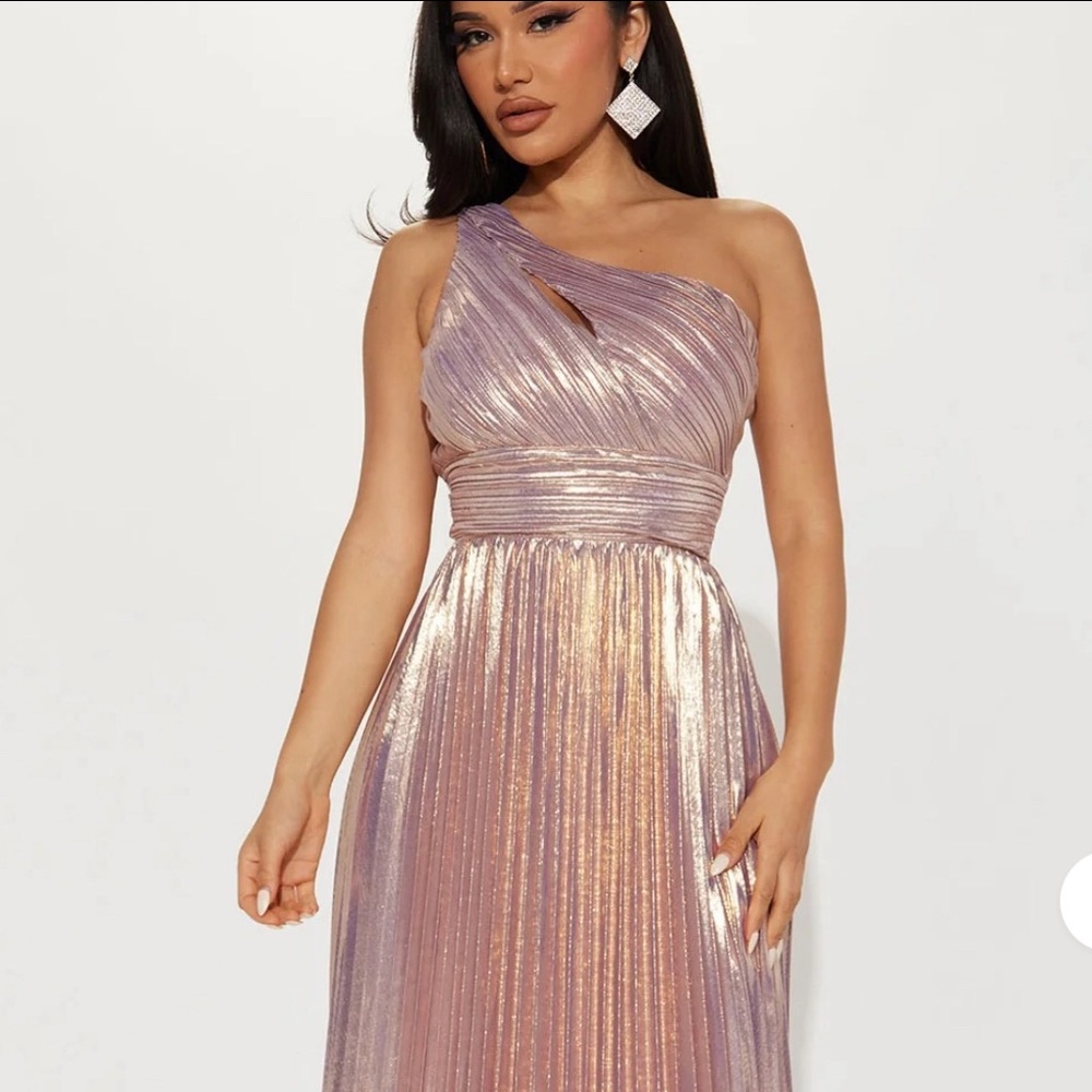 Fashion Nova Shimmering Rose Gold Maxi Dress - Picture 6 of 8